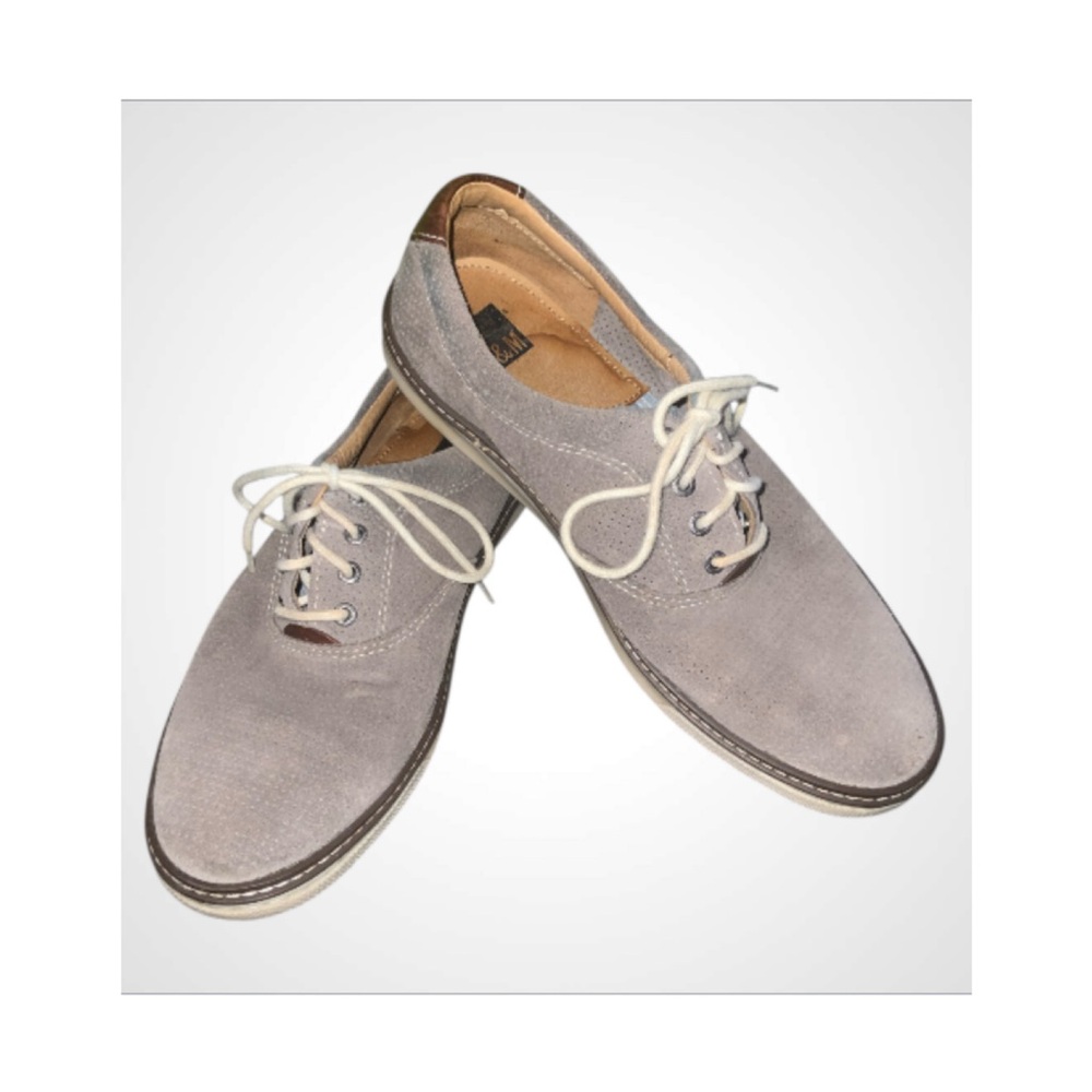 Johnston & Murphy Men's Mcguffey Plain Toe Shoe Gray Oiled Leather 8